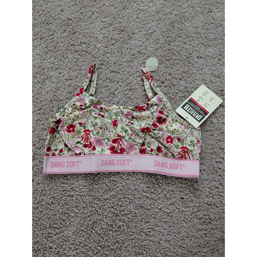 Duluth Women Adjustable Dang Soft Bralette Small Pink Petunia Vintage Floral NWT